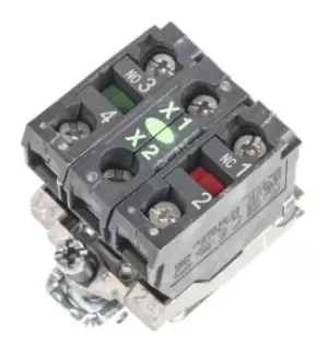 Image of Schneider Electric Harmony XB4 Contact & Light Block - 1NO 1NC Green, 24 V ac/dc