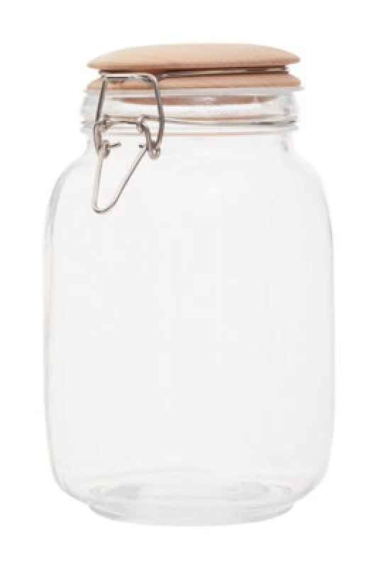 Image of Premier Housewares luca Luca Square 1550ml Glass Jar With Wooden Lid Clear