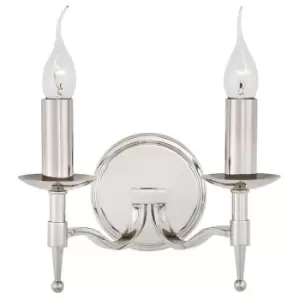 Image of Avery Luxury Twin Wall Light Bright Nickel Traditional Candelabra Lamp Holder