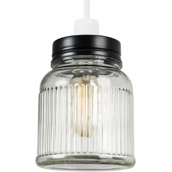 Image of Minisun - Ribbed Pattern Glass Jar Pendant Shade - Black