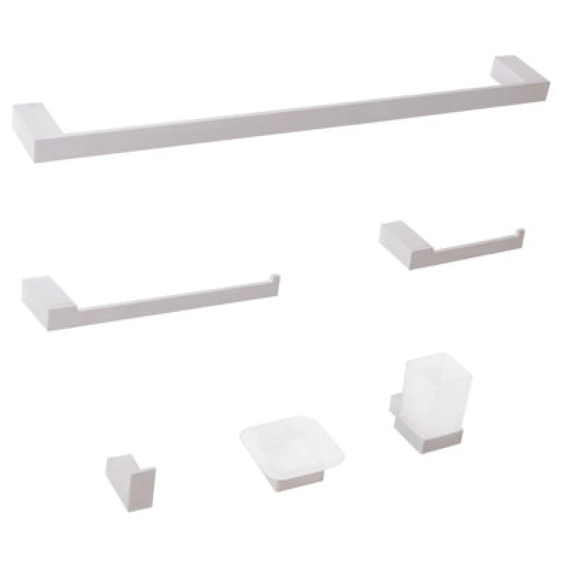 Image of Beliani 6 Piece Bathroom Hardware Set Tumaco With Towel Bars And Hooks Silver