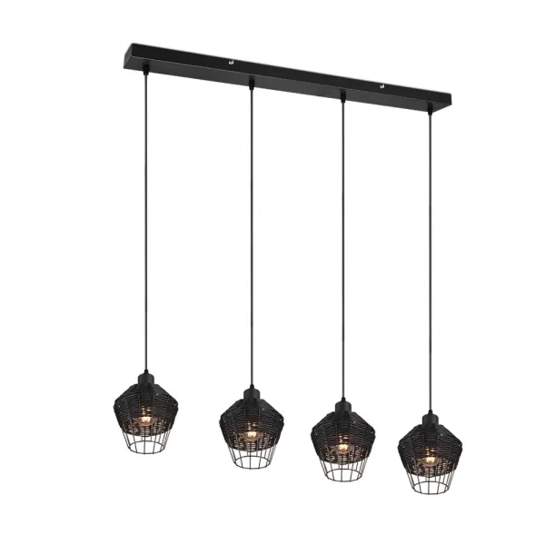 Image of Borka Modern 4 Light Bar Pendant Ceiling Light Black