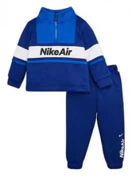 Image of Nike Sportswear Air Toddler Boys 1/2 Zip Tracksuit - Blue, Size 12 Months