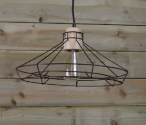 Image of Black Wire Geometric Wooden Hanging Pendant Ceiling Light / Lamp Shade