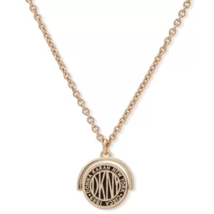 Image of DKNY Jewellery Gold Coloured Logo Coin Pendant 16" Necklace -887