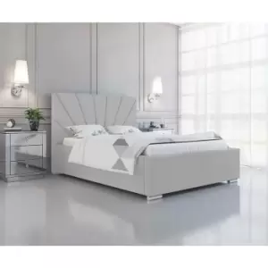 Image of Khuduro Upholstered Beds - Plush Velvet, Double Size Frame, Silver - Silver