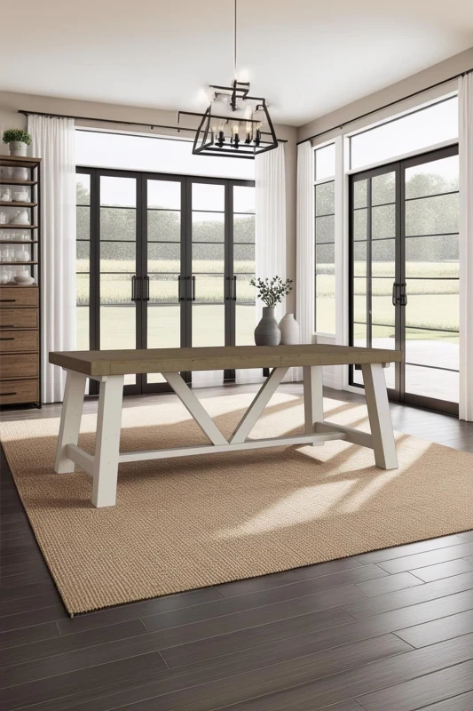 Image of FWStyle FWStyle 2M Fixed Top Solid Pine Dining Table With Free Extension Leafs in Brown Brown One Size Unisex 5056413124463