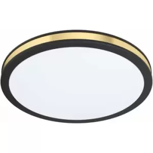Image of Wall Flush Ceiling Light Colour Black Shade White Gold Plastic Bulb LED 12W