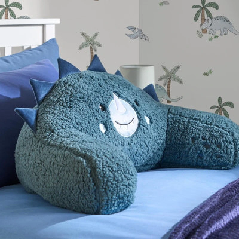 Image of OHS OHS Dinosaur Cuddle Cushion Reading Gaming Bed Back Support Chair Pillow in Blue Blue One Size Unisex 5027434212019