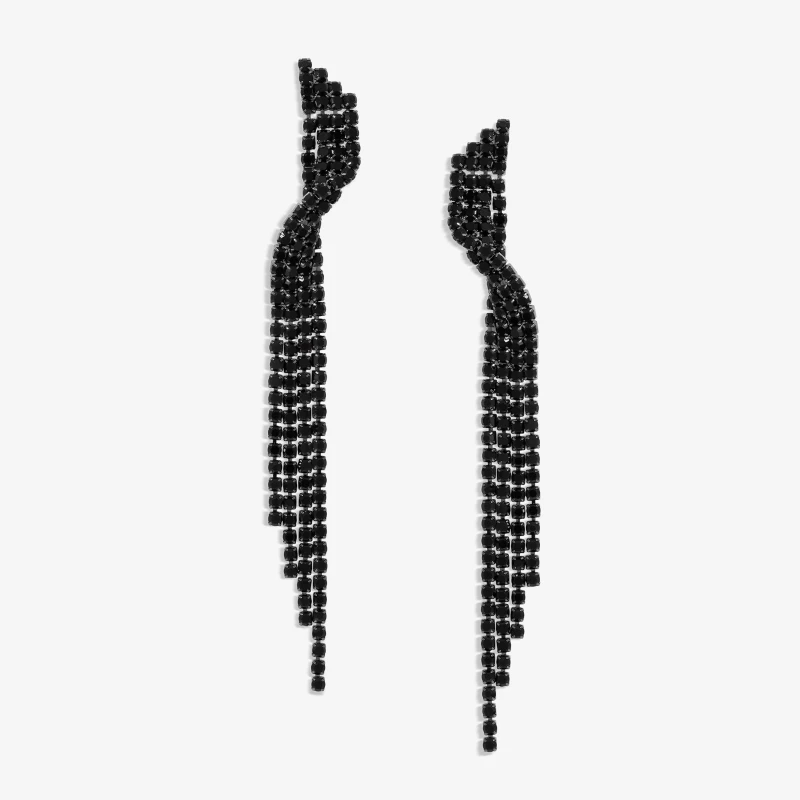 Image of Jon Richard Jet Twist Diamente Earrings Silver female