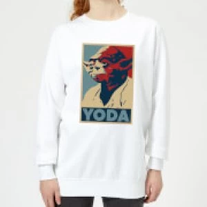 Image of Star Wars Yoda Poster Womens Sweatshirt - White - L