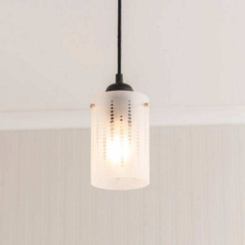 Image of ValueLights ValueLights Elsie Frosted Glass Spotted Ceiling Small Cylinder Lamp Shade with LED Bulb in White White One Size Unisex 5059406059636