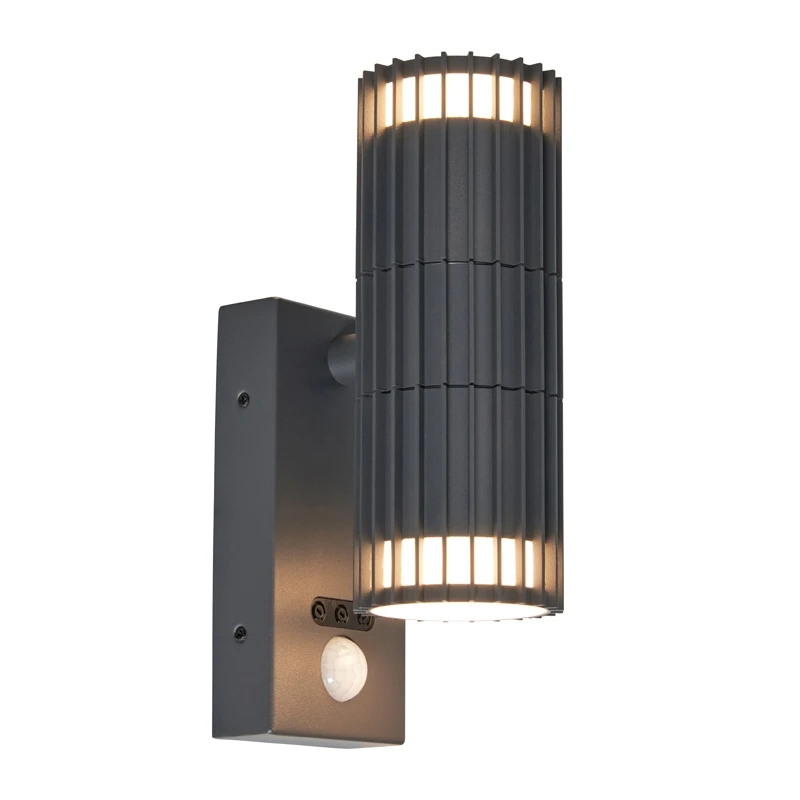 Image of Zink Muto Outdoor Up and Down Wall Light with PIR Sensor in Anthracite