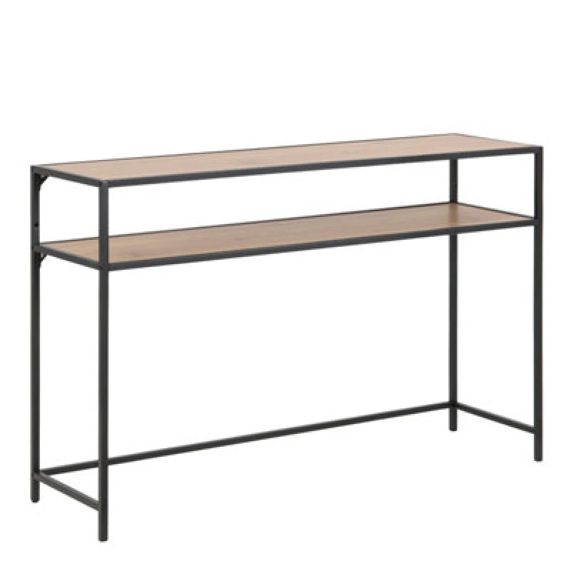 Image of Furniture To Go Seaford Black Metal Console Table With Oak Top