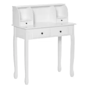 Image of Homcom Dressing Table Make Up Desk With Shelving 4 Drawers Solid Wood Legs White