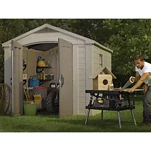Image of Keter Factor 8 x 11ft Double Door Outdoor Apex Plastic Garden Shed