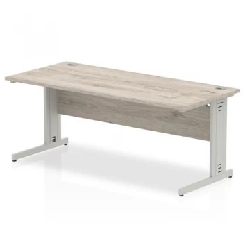 Image of Trexus Rectangular Desk Silver Cable Managed Leg 1800x800mm Grey Oak