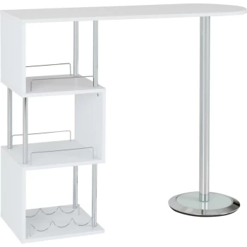 Image of Charisma Home Bar Wooden Table White & Chrome - Seconique