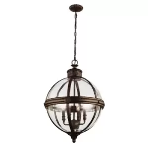 Image of 4 Bulb Chandelier Hanging Pendant LIght British Bronze LED E14 60W Bulb