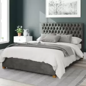 Image of Aspire Monroe Upholstered Ottoman Bed Kimyo Linen Granite Double