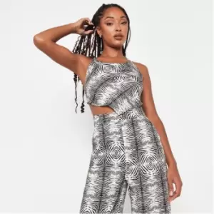 Image of Missguided Zebra Print Halterneck Scarf Top - Cream