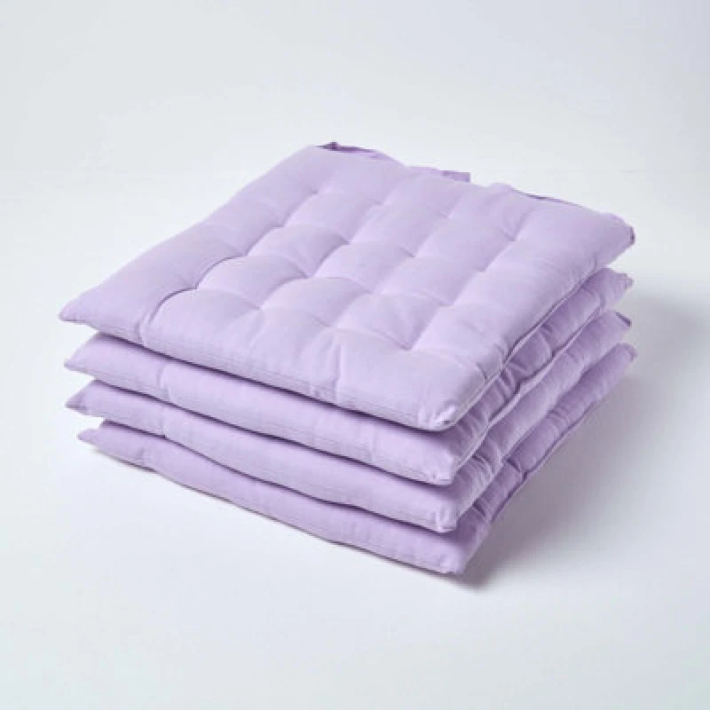 Image of Homescapes Plain Seat Pad with Button Straps, 40 x 40cm, Set of 4 Mauve