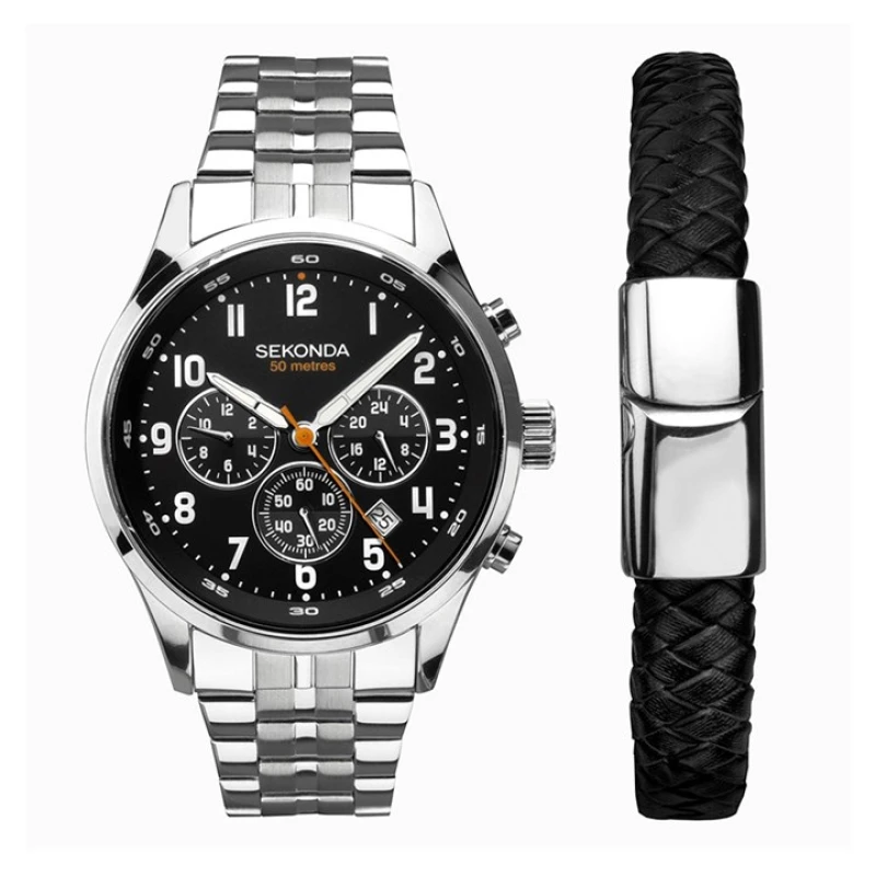Image of Sekonda 1919G Chronograph Watch And Bracelet Gift Set - W31433