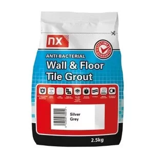 Image of Nx Anti-Bacterial Fine Textured Requires Mixing Before Use Silver Grey Tile Grout, 2.5Kg