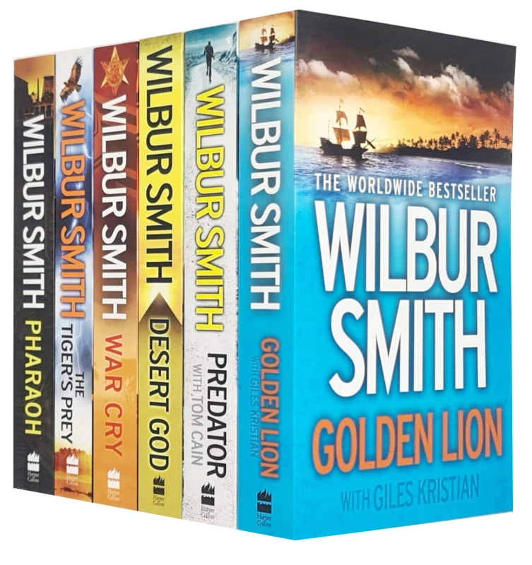 Image of Wilbur Smith 6 Book Collection Golden Lion Predator Desert God War Cry The Tiger's Prey Pharaoh Wilbur Smith Books