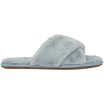 Image of Jack Wills Faux Fur Cross Over Slippers - Soft Blue
