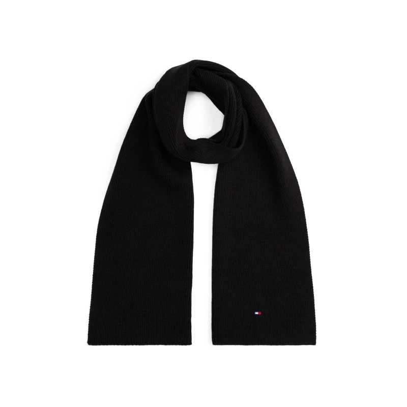Image of Tommy Hilfiger Kids Small Flag Knitted Scarf Black BDS unisex Junior