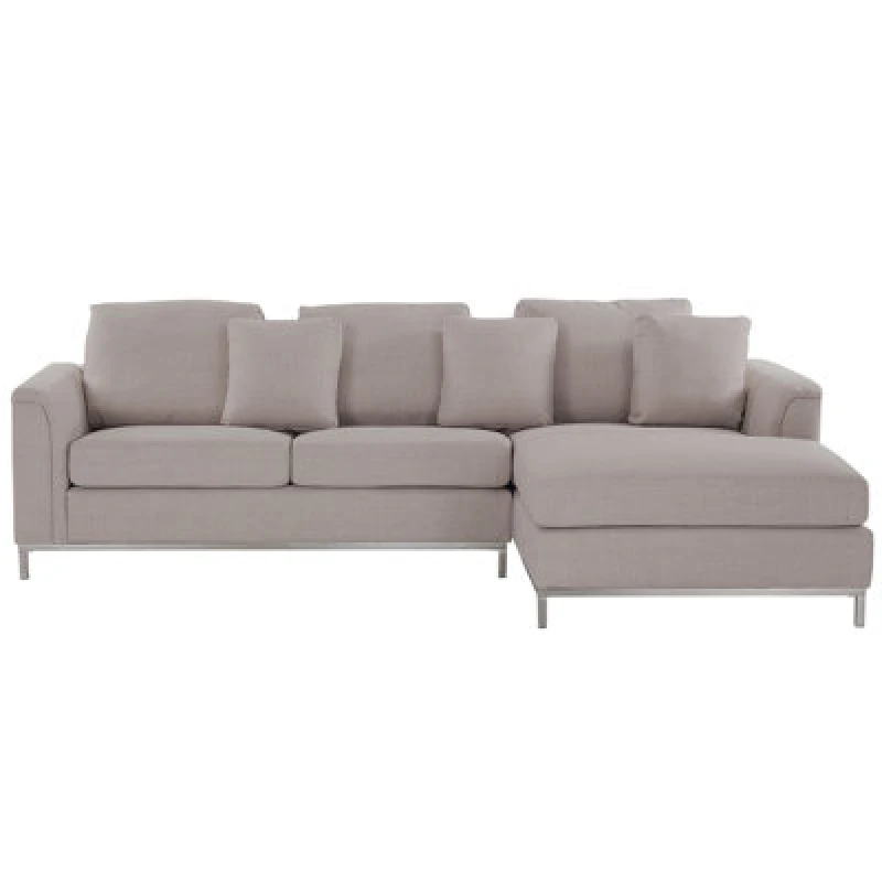 Image of Beliani Corner Sofa 4 Seater Oslo Fabric Beige Left Hand