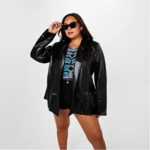 Image of I Saw It First Plus Size Faux Leather Blazer - Black