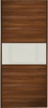 Image of Wickes Sliding Wardrobe Door Fineline Walnut Panel and Soft White Glass - 2220 x 610mm