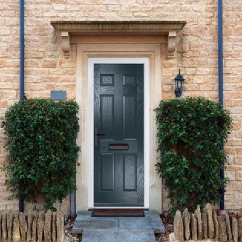 Image of Lacerta Composite Door Muirfield Solid 7016 Grey 920mm X 2090mm Open In Right Hand No Glass 10 Year Guarantee - Free Delivery & Smart Lock