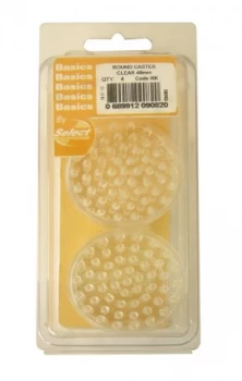 Image of Select Hardware Spiked Castor Cups Plastic Clear 48mm 4 Pack