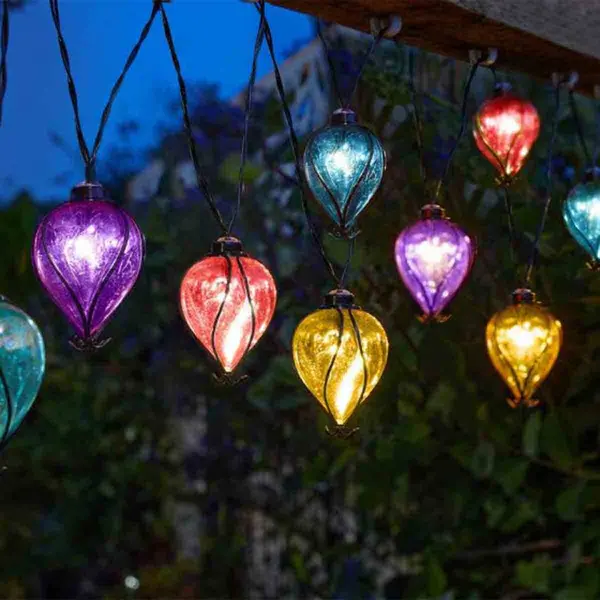 Image of Smart Solar Balloon Rainbow String Lights - Set Of 10