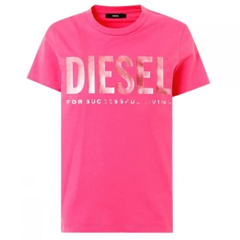 Image of Diesel Logo T Shirt - Pink 3BG