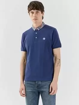 Image of Pretty Green Festival Paisley Collar Polo Shirt - Navy Size M Men