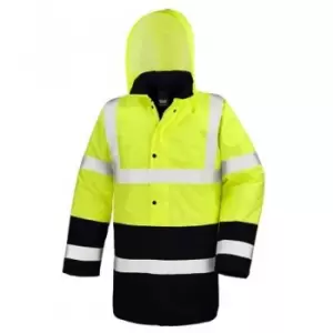 Image of Result - Adults Unisex Core Motorway Two Tone Safety Jacket (l) (Fluorescent Yellow/Black) - Fluorescent Yellow/Black