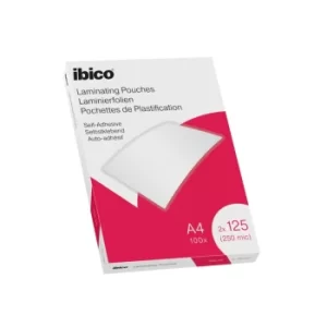 Image of Ibico Self Adhesive A4 Laminating Pouches 250 Micron Crystal Clear (Pack 100)