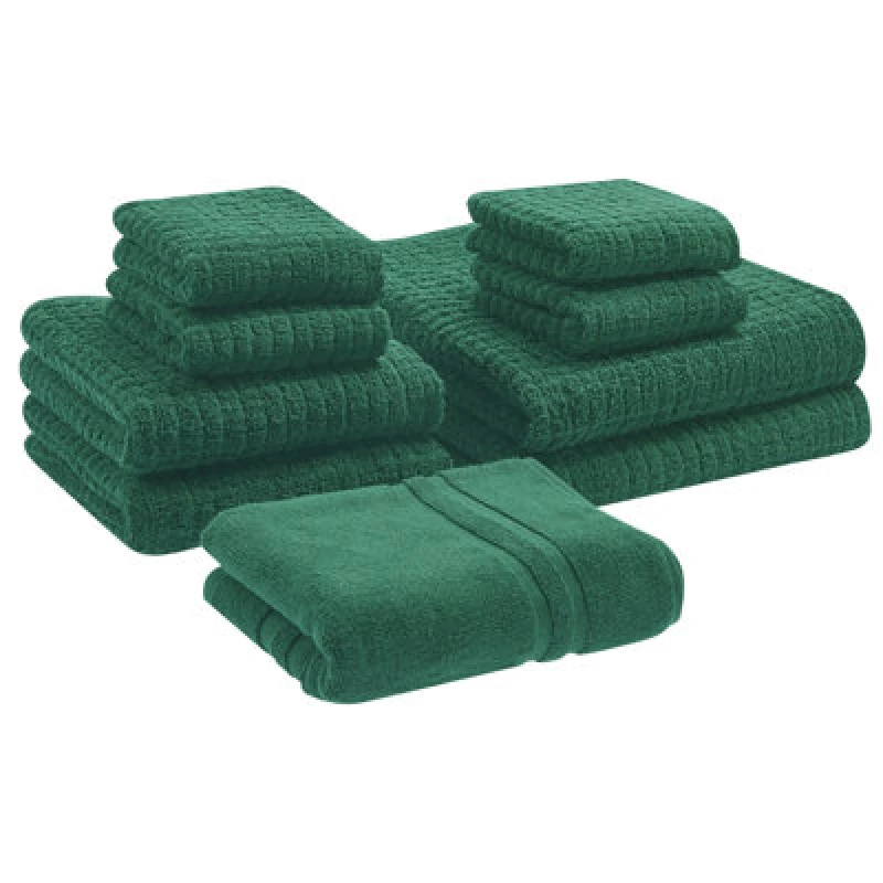 Image of Beliani Set Of 9 Towels Atai Cotton Green