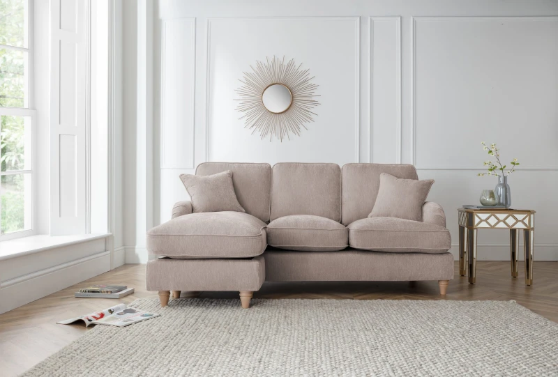 Image of The Great Sofa Company Orla Left Hand Chaise Sofa Manhattan Navy in Taupe Unisex