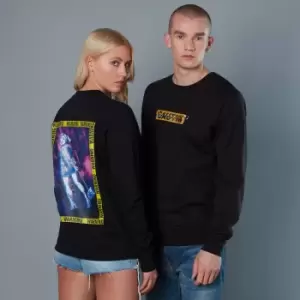 Image of Harley Quinn Caution Sign Unisex Birds of Prey Sweatshirt - Black - L