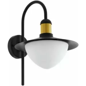 Image of Loops - IP44 Outdoor Wall Light Black & Gold Modern Fisherman Lamp 1x 60W E27 Bulb