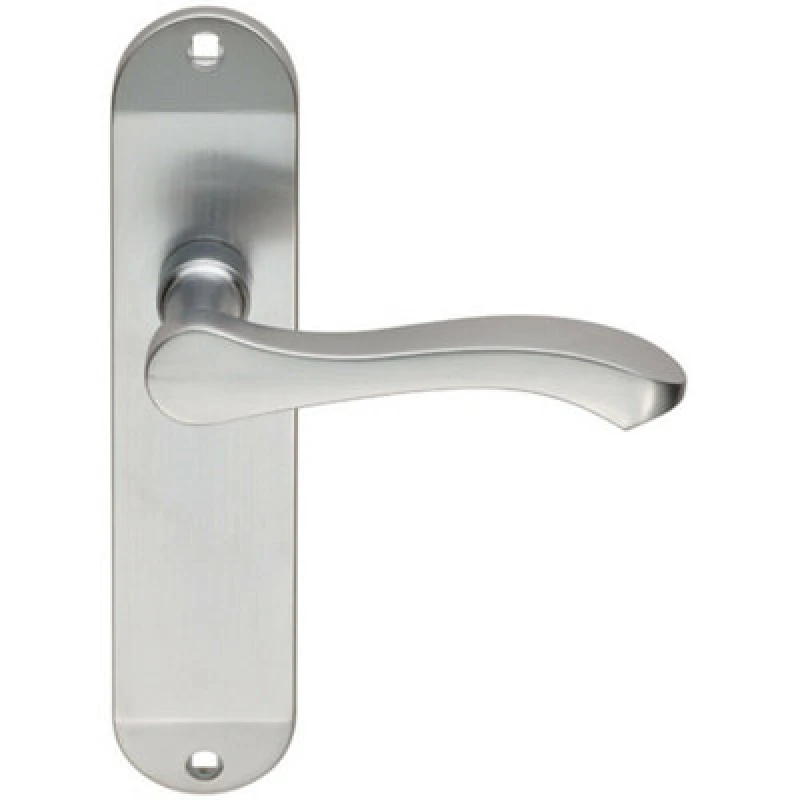Image of Loops PAIR Scroll Lever Door Handle on Latch Backplate 180 x 40mm Satin Chrome Multi