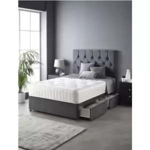 Image of Catherine Lansfield Boutique Divan Bed with 4 Drawers and Ortho Pocket Mattress in Steel Grey - Double