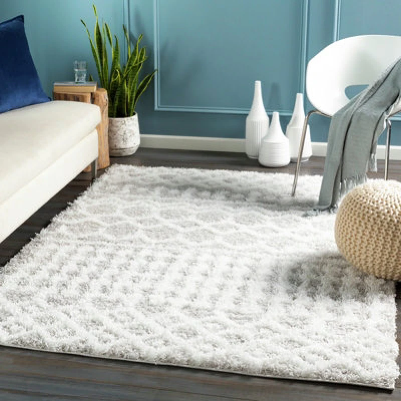 Image of Livabliss Shaggy Geometric Plush Pile Light Grey Nour Area Rug 200 X 290 Cm - Easy Care, Non Shedding, Ideal For Living Room & Bedroom