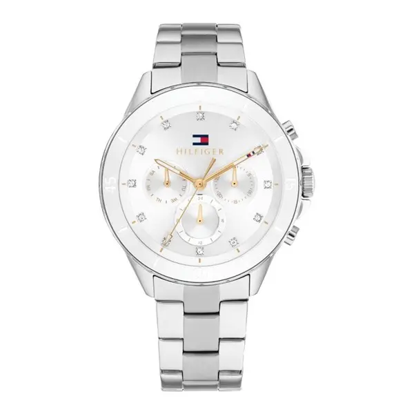 Image of Tommy Hilfiger 1782707 Mellie White Ceramic Bezel Bracelet Watch - W95337