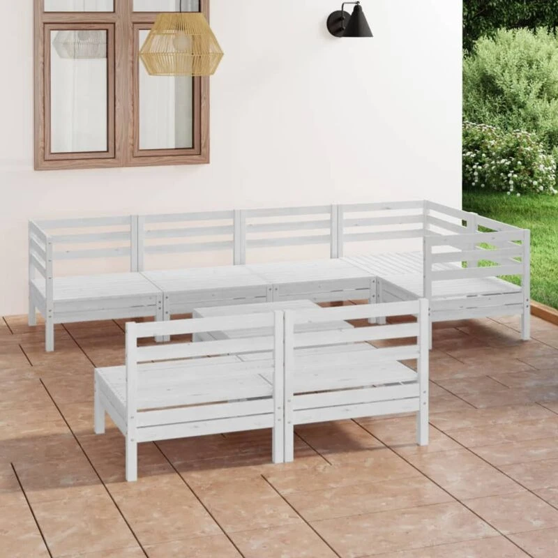 Image of VIDAXL 8 Piece Garden Lounge Set Solid Pinewood White Vidaxl 8720286686355